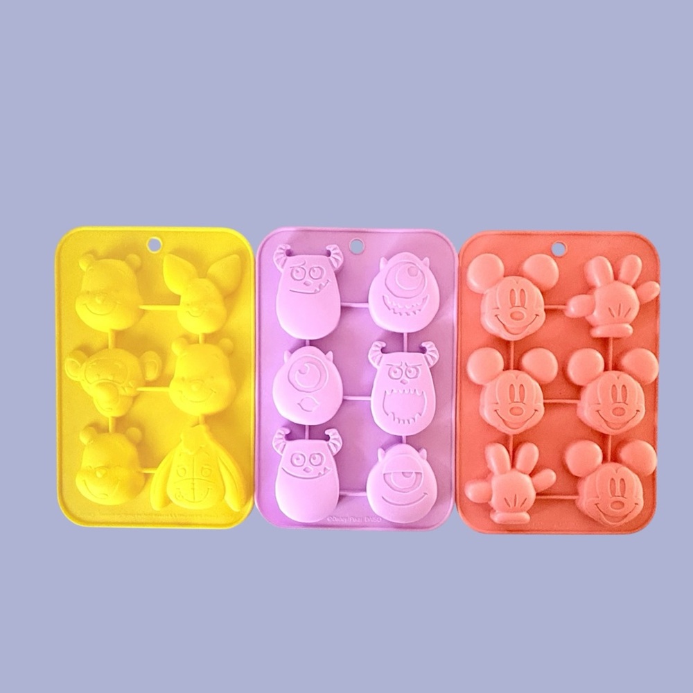 Set of 3 Disney Daiso Silicone Cake Molds Monsters Inc Winnie the Pooh Mickey